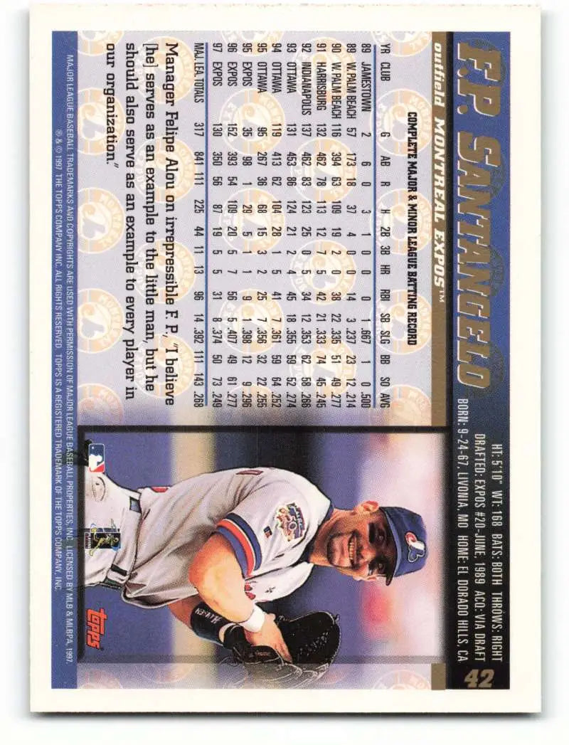 1998 Topps #42 F.P. Santangelo NM-MT Montreal Expos Baseball Card - Baseball Card Single
