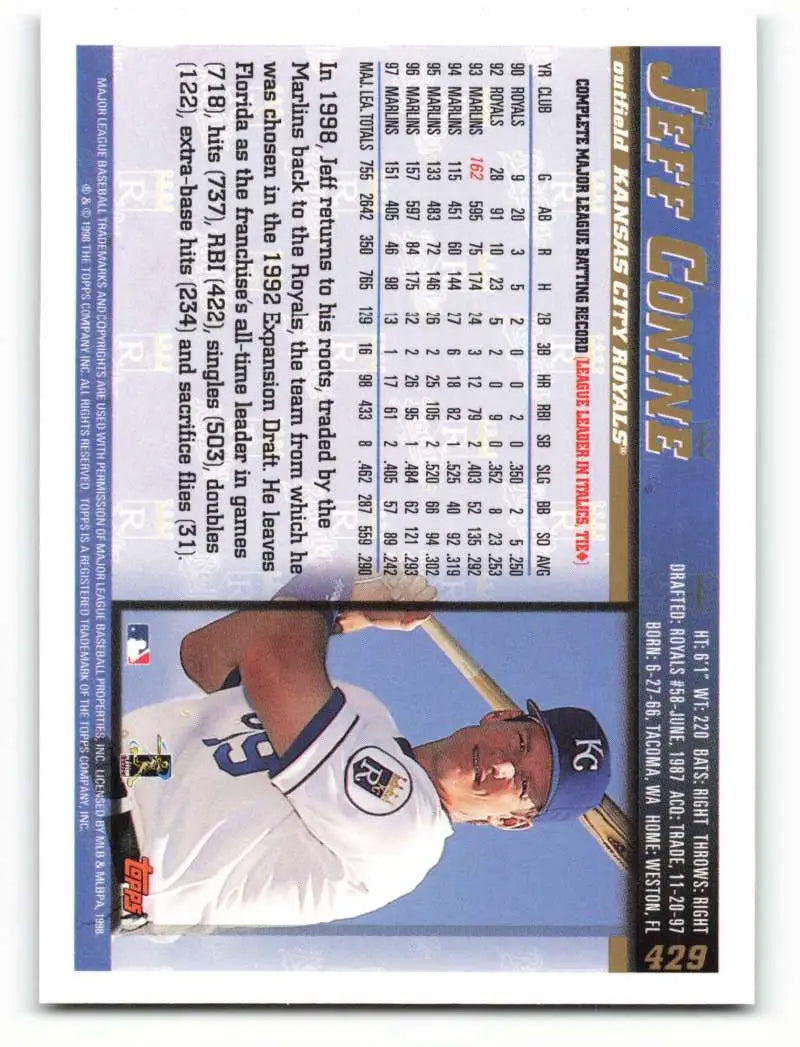1998 Topps #429 Jeff Conine NM-MT Kansas City Royals Baseball Card - Baseball Card Single