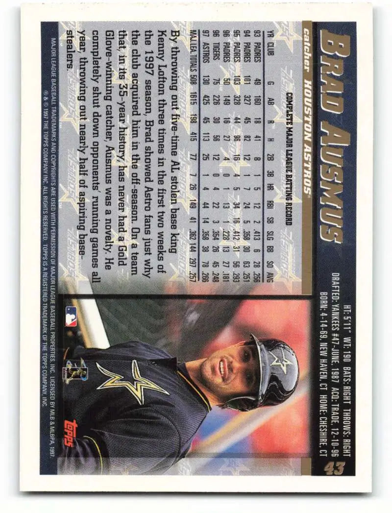 1998 Topps #43 Brad Ausmus NM-MT Houston Astros Baseball Card - Baseball Card Single