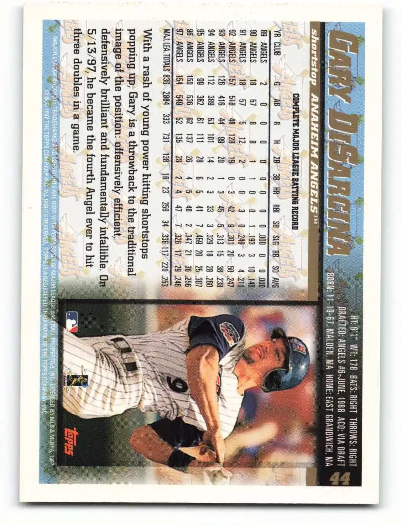 1998 Topps #44 Gary DiSarcina NM-MT Anaheim Angels Baseball Card - Baseball Card Single