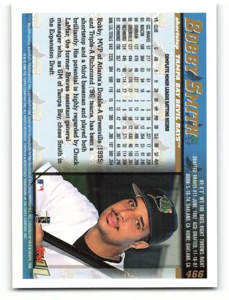1998 Topps #466 Bobby Smith NM-MT Tampa Bay Devil Rays Baseball Card - Baseball Card Single
