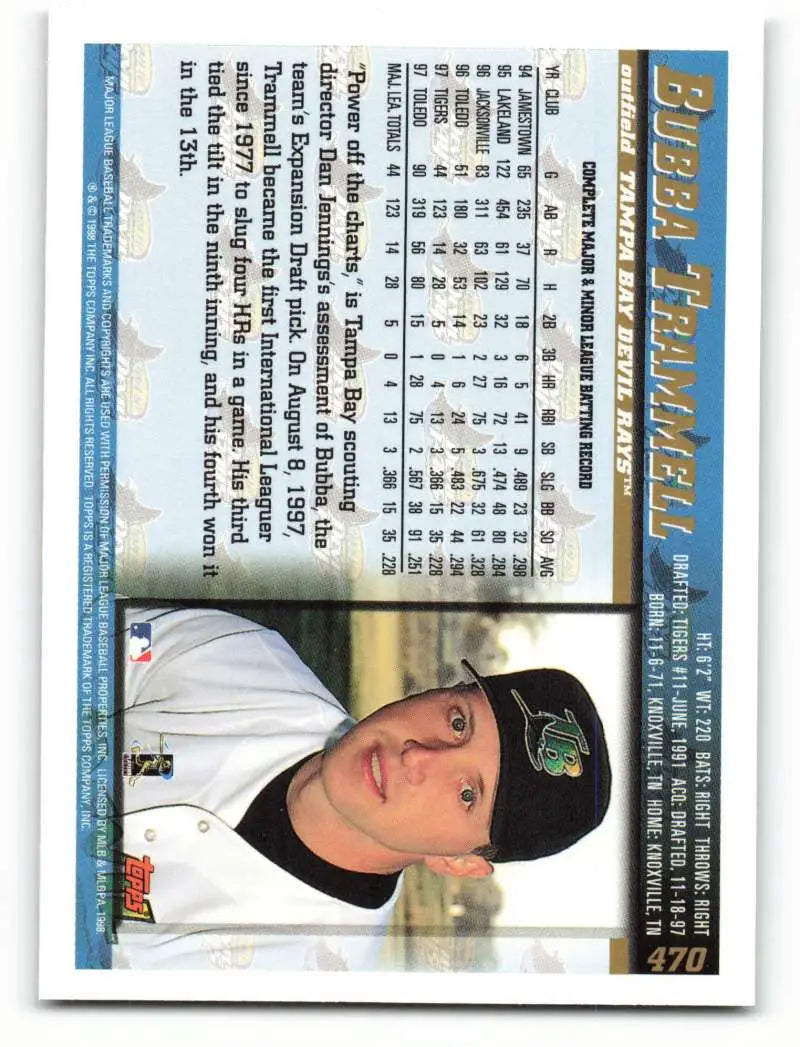 1998 Topps #470 Bubba Trammell NM-MT Tampa Bay Devil Rays Baseball Card - Baseball Card Single