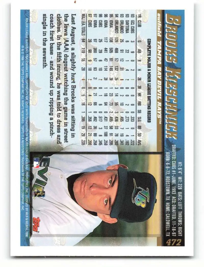 1998 Topps #472 Brooks Kieschnick NM-MT Tampa Bay Devil Rays Baseball Card - Baseball Card Single