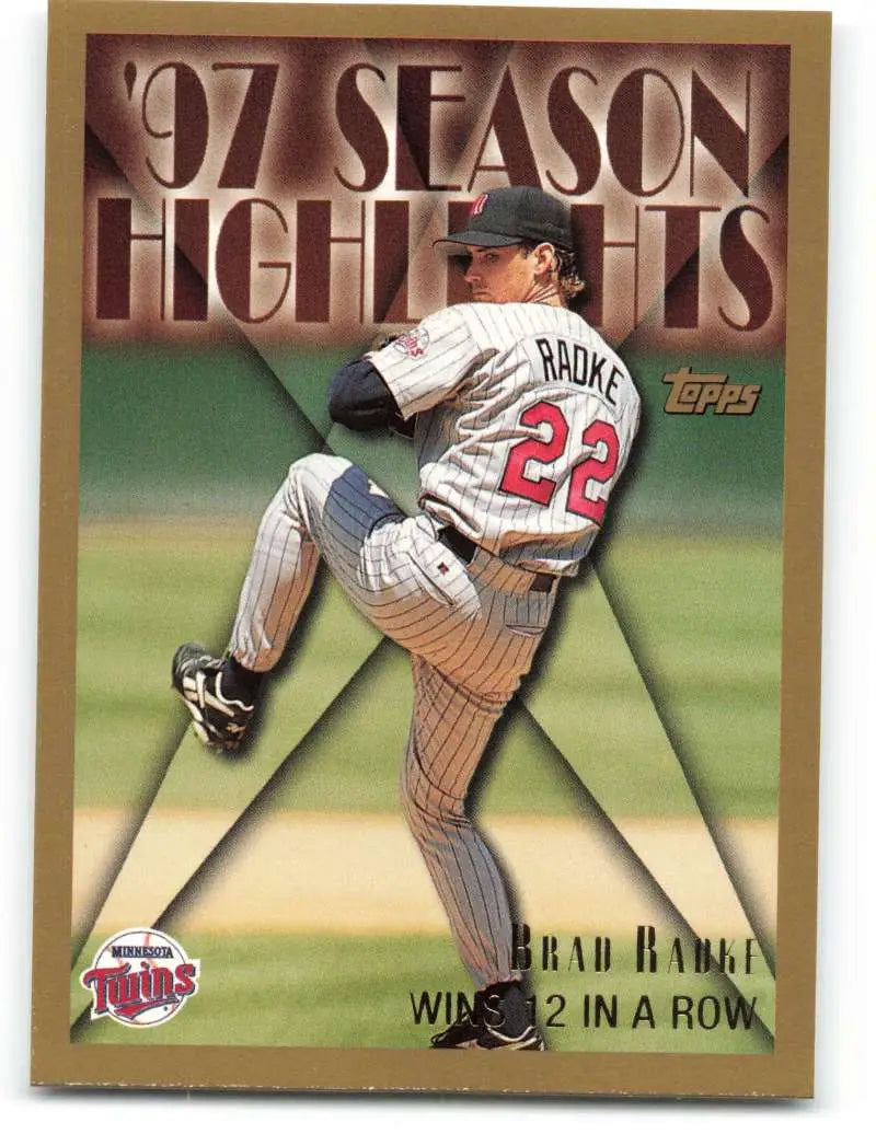 1998 Topps #474 Brad Radke NM-MT Minnesota Twins Baseball Card - Baseball Card Single