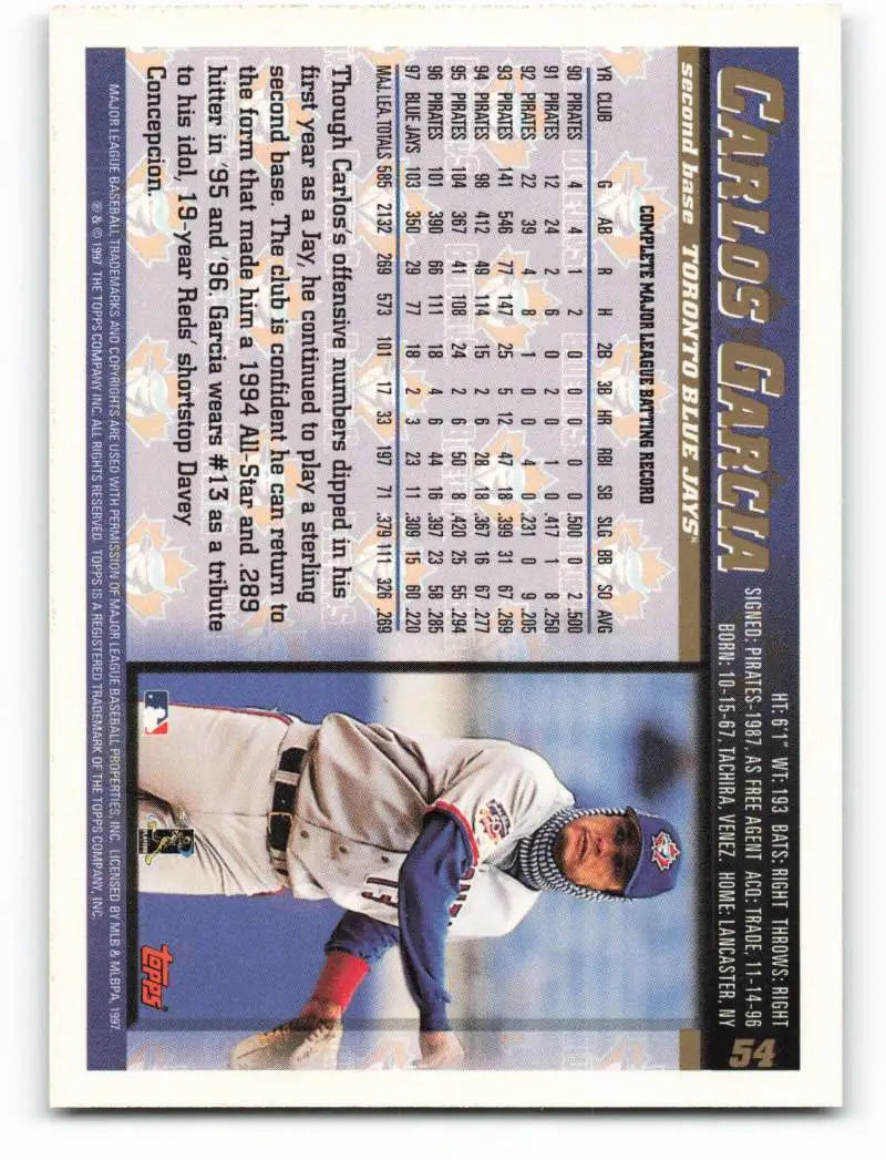 1998 Topps #54 Carlos Garcia NM-MT Toronto Blue Jays Baseball Card - Baseball Card Single