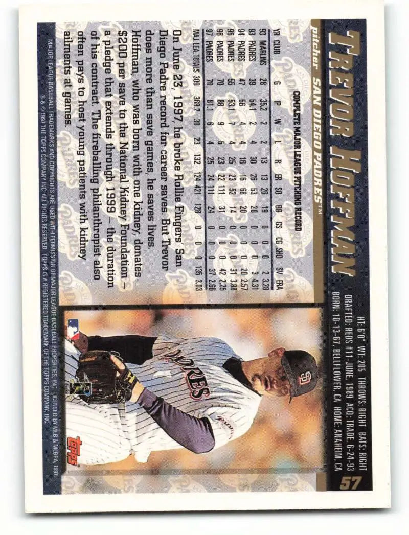 1998 Topps #57 Trevor Hoffman NM-MT San Diego Padres Baseball Card - Baseball Card Single