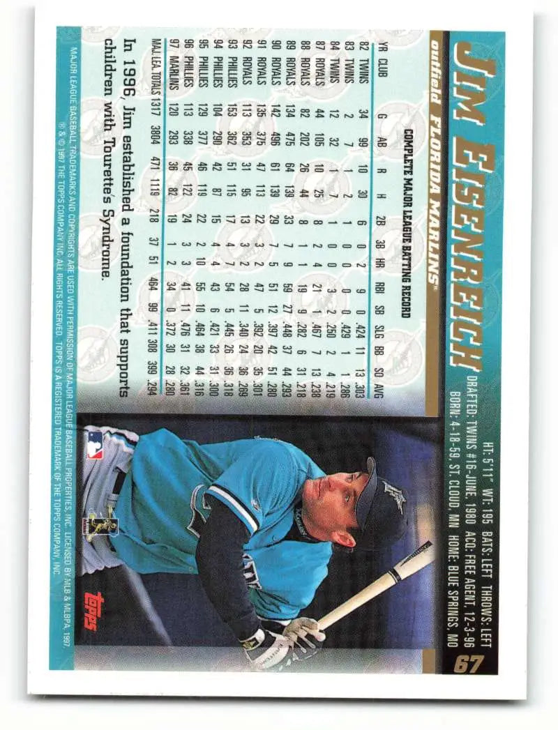 1998 Topps #67 Jim Eisenreich NM-MT Florida Marlins Baseball Card - Baseball Card Single