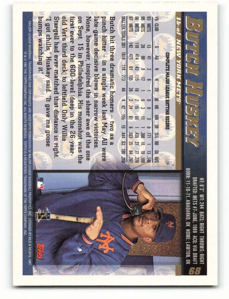 1998 Topps #68 Butch Huskey NM-MT New York Mets Baseball Card - Baseball Card Single