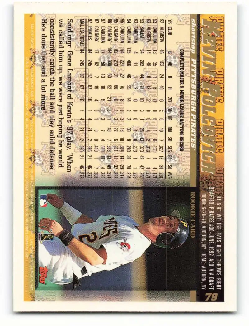 1998 Topps #79 Kevin Polcovich NM-MT Pittsburgh Pirates Baseball Card - Baseball Card Single