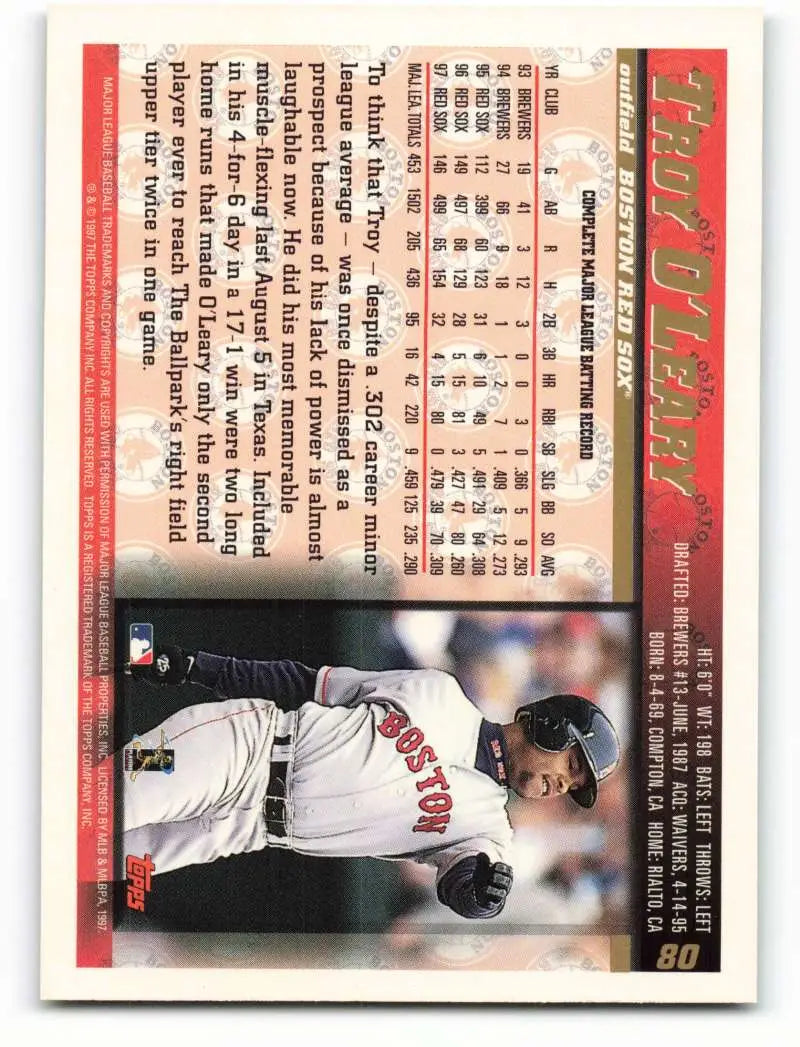1998 Topps #80 Troy O’Leary NM-MT Boston Red Sox Baseball Card - Baseball Card Single