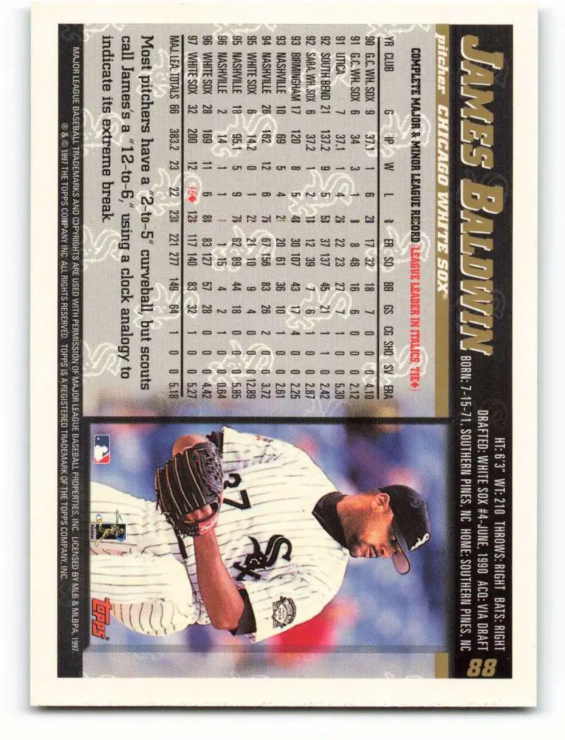 1998 Topps #88 James Baldwin NM-MT Chicago White Sox Baseball Card - Baseball Card Single