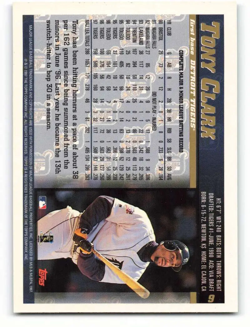 1998 Topps #9 Tony Clark NM-MT Detroit Tigers Baseball Card - Baseball Card Single