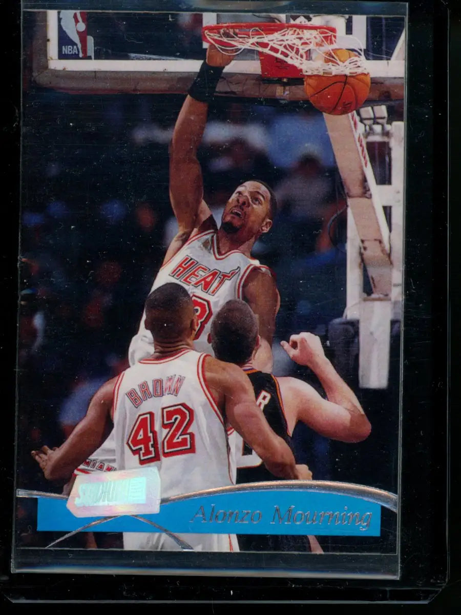 1998 Topps Alonzo Mourning basketball card featuring Alonzo Mourning and Topp’s Alonzo Mourning focus