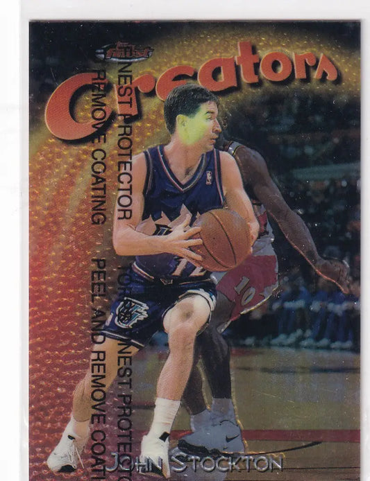 1998 TOPPS FINEST #187 JOHN STOCKTON CREATION- UTAH JAZZ - Basketball Card Single