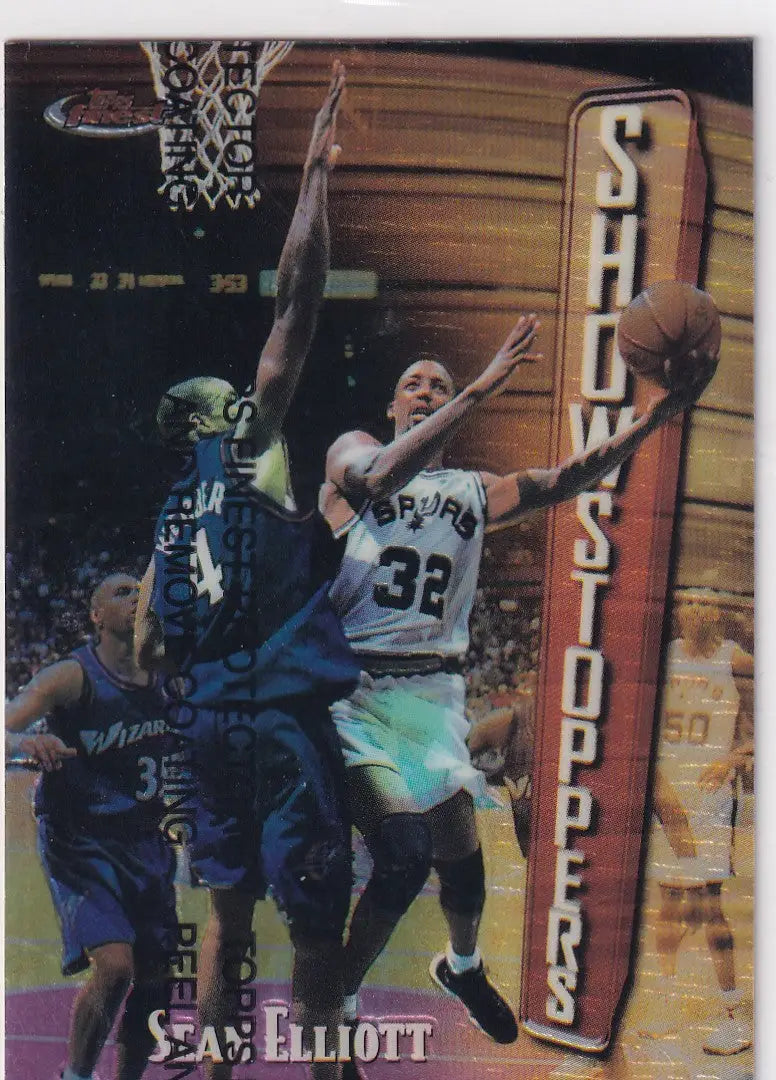 1998 TOPPS FINEST #208 SEAN ELLIOTT SHOWSTOPPERS- SAN ANTONIO SPURS - Basketball Card Single