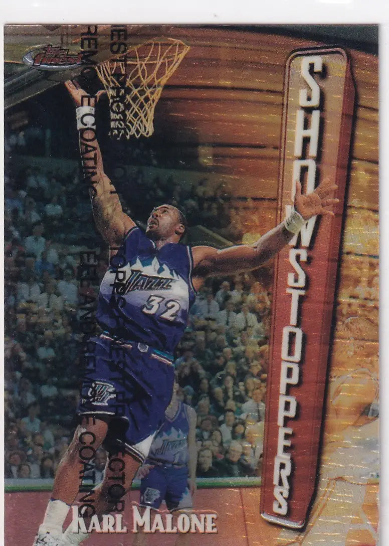 1998 TOPPS FINEST #214 KARL MALONE SHOW STOPPERS- UTAH JAZZ