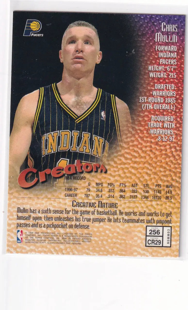 1998 TOPPS FINEST #256 CHRIS MULLIN CREATION- INDIANA PACERS - Basketball Card Single