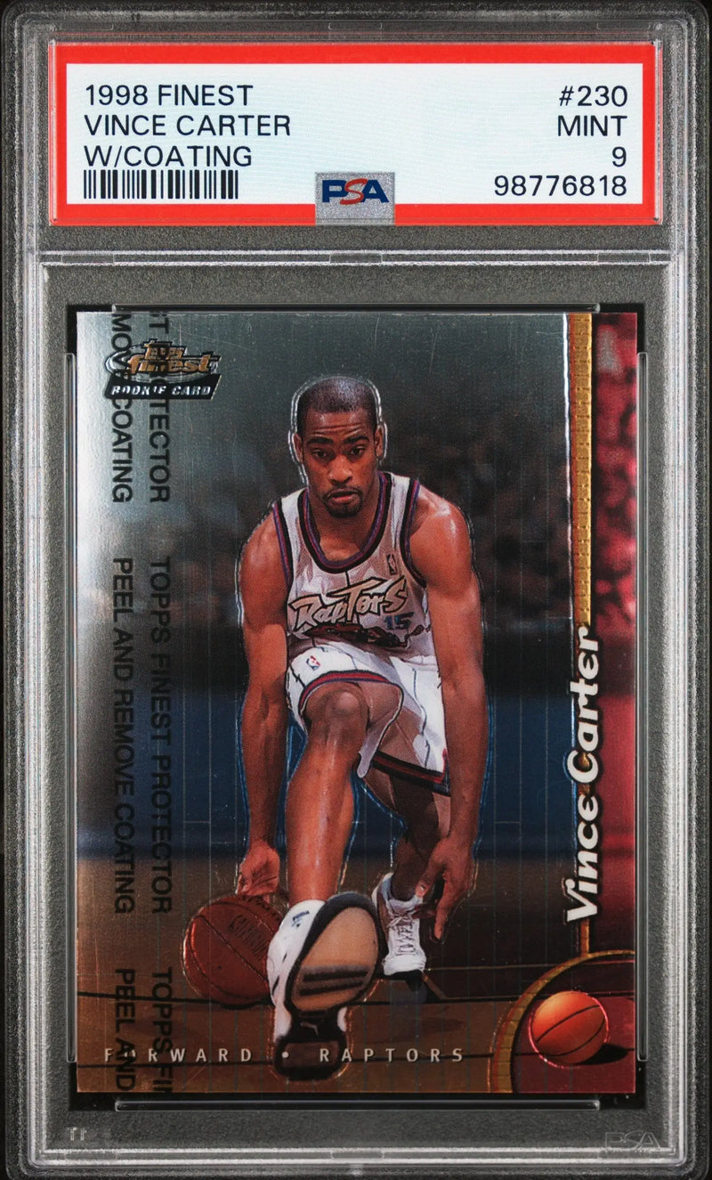 1998 Topps Finest Vince Carter Rookie PSA 9 (With Coating) – Iconic 90s Insert - Basketball Card Single