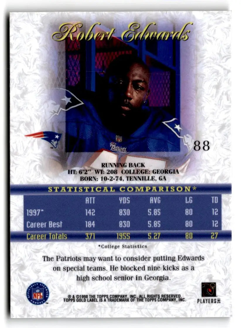 1998 Topps Gold Label #88 Robert Edwards - Football Card Single