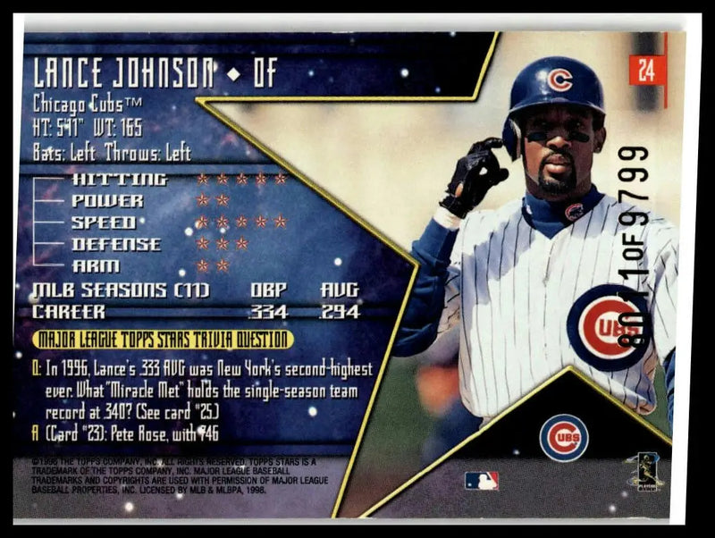 1998 Topps Stars #24 Lance Johnson Bronze #/9799 - Baseball Card Single