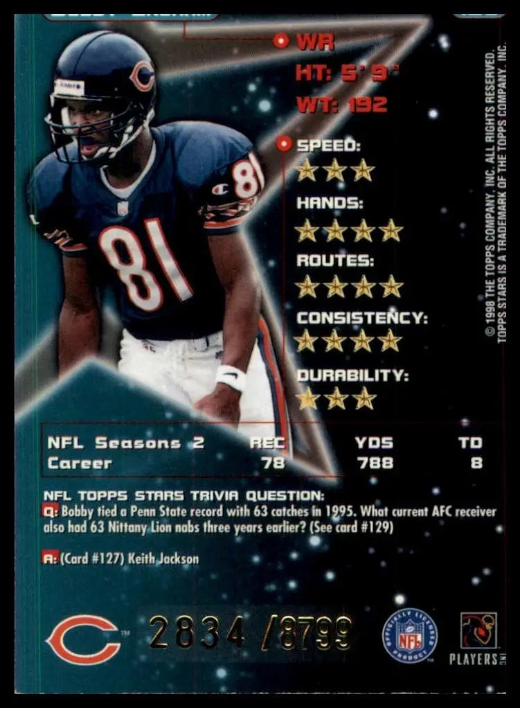 Chicago Bears football card featuring Bobby Engram in a blue and white 81 jersey design