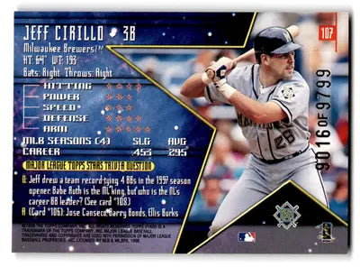 1998 Topps Stars Jeff Cirillo #107 Milwaukee Brewers - Baseball Card Single