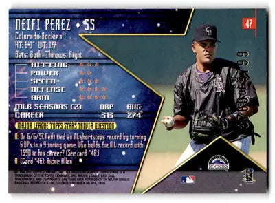 1998 Topps Stars Neifi Perez #47 Colorado Rockies - Baseball Card Single