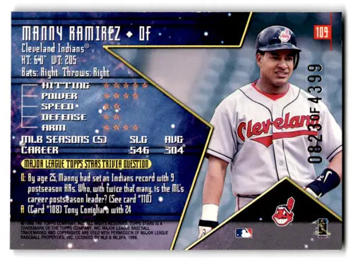 1998 Topps Stars Silver #109 Manny Ramirez NM-MT 0823/4399 Indians ID:82036 - Baseball Card Single