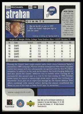 1998 UD Choice #118 Michael Strahan