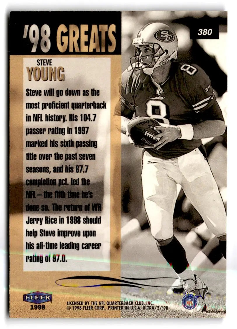 1998 1998 Ultra #380 Steve Young San Francisco 49ers FOOTBALL Cards - Football Card Single