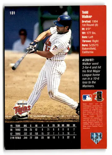 1998 Upper Deck #131 Todd Walker NM Near Mint Twins ID:82570 - Baseball Card Single