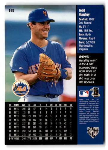 1998 Upper Deck #165 Todd Hundley NM Near Mint Mets ID:82564 - Baseball Card Single