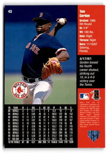 1998 Upper Deck #43 Tom Gordon NM Near Mint Red Sox ID:82569 - Baseball Card Single