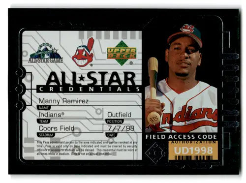 1998 Upper Deck All Star Credentials #AS14 Manny Ramirez NM Near Mint I ID:82047 - Baseball Card Single