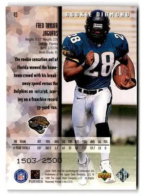 1998 Upper Deck Black Diamond Rookie Edition #93 Fred Taylor Double #/2500 - Football Card Single