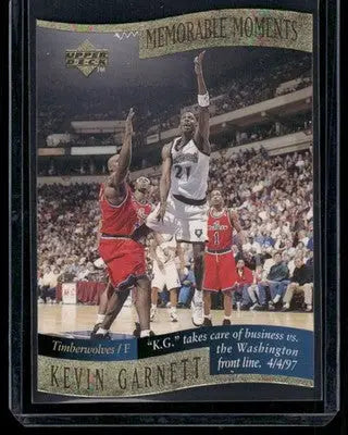1998 Upper Deck Memorable Moments Kevin Garnett #5 of 10 Basketball - Basketball Card Single
