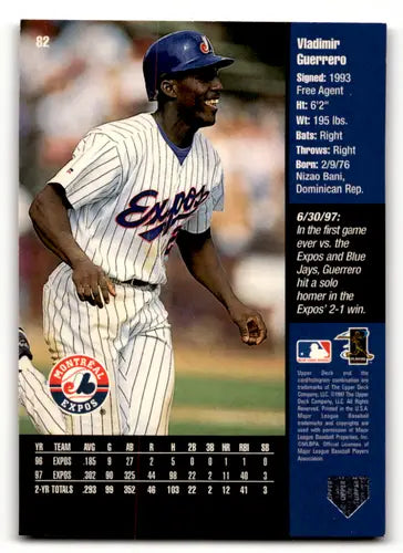 Original gloss baseball card 1998 Upper Deck Special F/X Vladimir Guerrero NM Near Mint