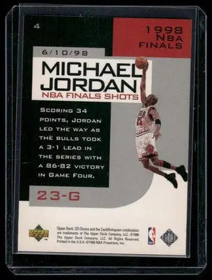 1998 Upper Deck UD Choice NBA Finals Shots Michael Jordan basketball card