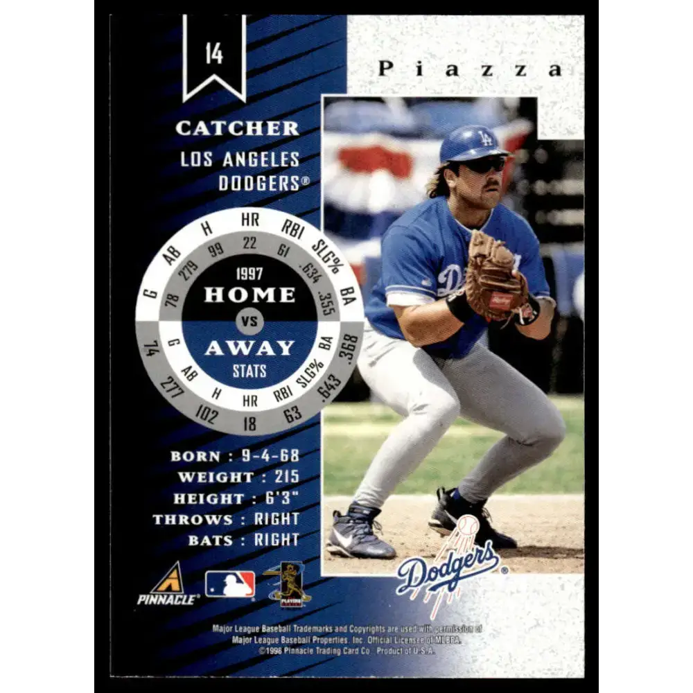 1998 Zenith #14 Mike Piazza EX/NM Los Angeles Dodgers Baseball Card - Baseball Card Single