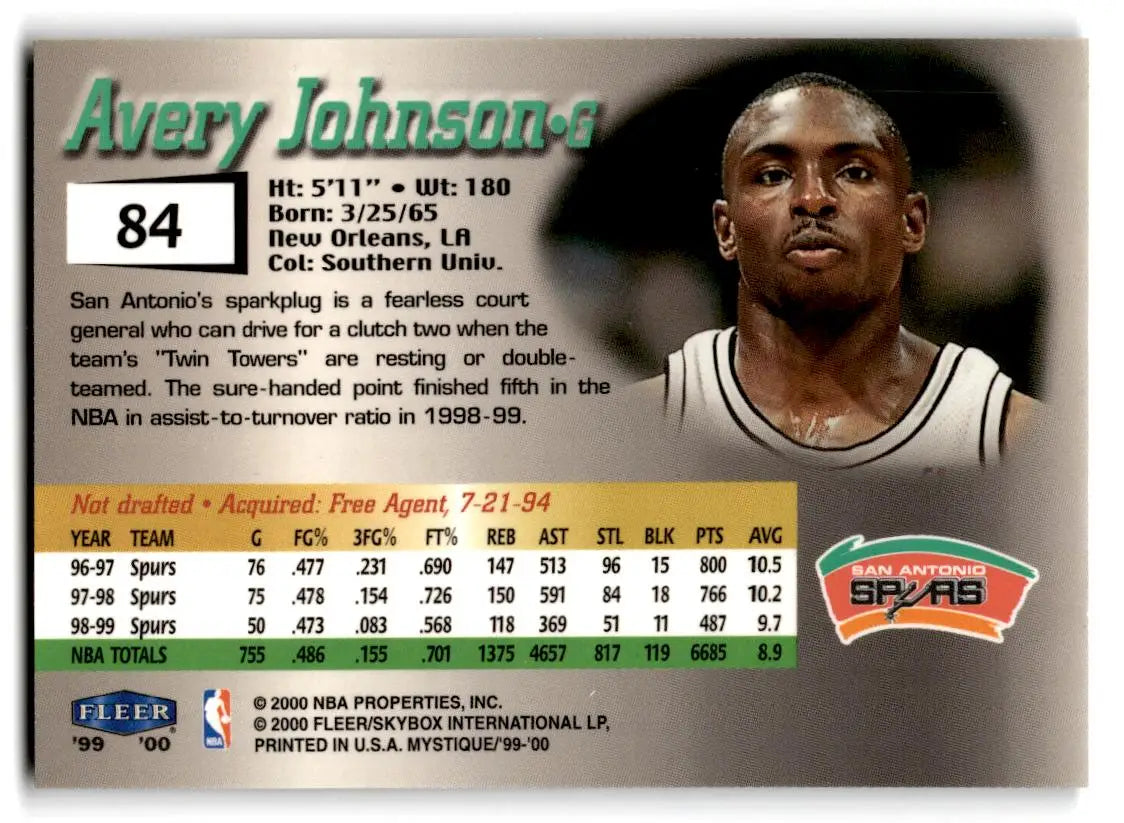1999-00 Fleer Mystique #84 Avery Johnson - Basketball Card Single