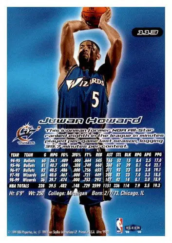 Juwan Howard basketball card from Fleer Ultra 1999-00 Wizards with original gloss
