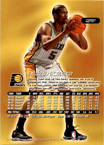 1999-00 Fleer Ultra #57 Jalen Rose NM Near Mint Pacers ID:46004 - Basketball Card Single