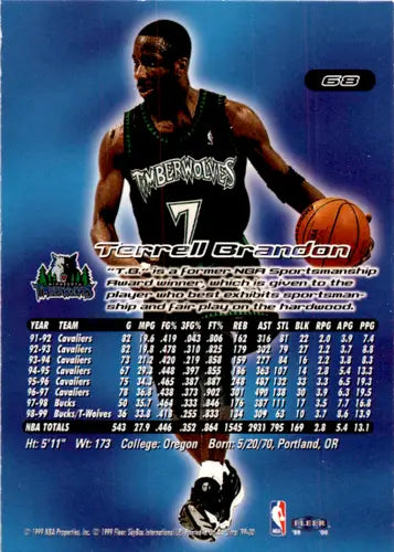 1999-00 Fleer Ultra #68 Terrell Brandon NM Near Mint Timberwolves ID:45999 - Basketball Card Single