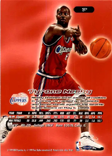 1999-00 Fleer Ultra #7 Tyrone Nesby NM Near Mint RC Rookie Clippers ID:46002 - Basketball Card Single