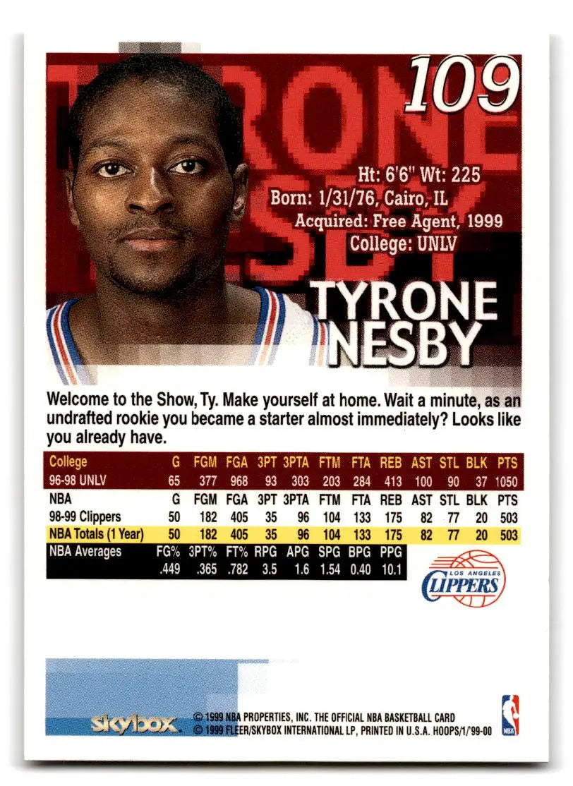 1999-00 Hoops #109 Tyrone Nesby - Basketball Card Single