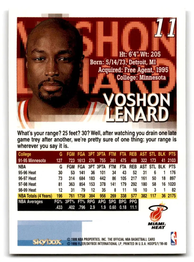 1999-00 Hoops #11 Voshon Lenard - Basketball Card Single