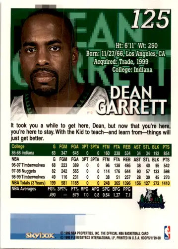 1999-00 Hoops #125 Dean Garrett EX/NM Timberwolves ID:46013 - Basketball Card Single
