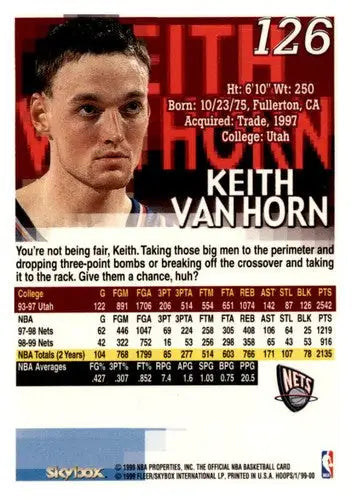Original gloss Keith Van Horn basketball card from 1999-00 Hoops set displayed for sale