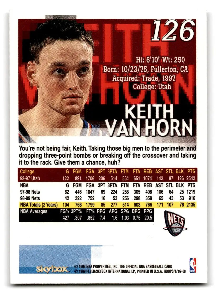 1999-00 Hoops #126 Keith Van Horn - Basketball Card Single