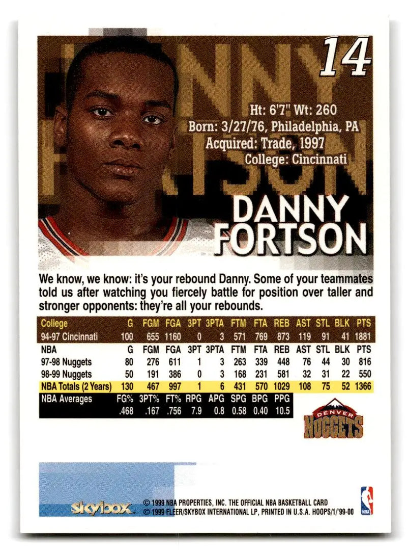 1999-00 Hoops #14 Danny Fortson - Basketball Card Single